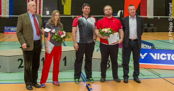V.l.: Dietrich Heppner (Vizepräsident Leistungssport im DBV), Carla Strauß (Platz 1 Trainerin), Mathias Jauk (Platz 2 Trainer), Martin Lemke (Platz 1 Trainer), Thomas Born (DBV-Präsident)