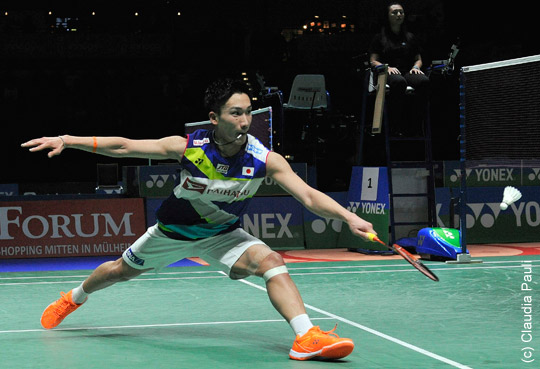 Der Japaner Kento Momota holte 2019 bei den YONEX German Open den Titel im Herreneinzel und kürte sich wenige Monate später erneut zum Weltmeister in dieser Disziplin.