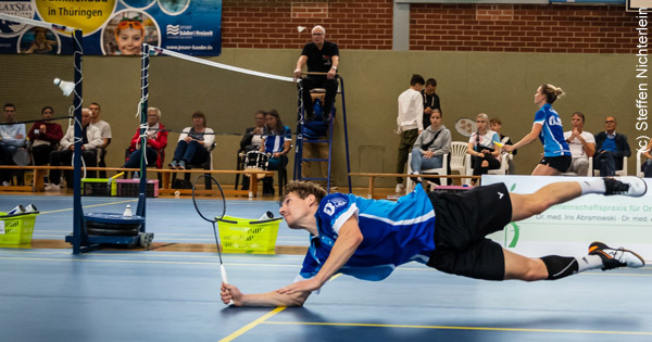 Johann Höflitz (Bild) konnte gemeinsam mit Stefan Wagner im 2. Herrendoppel gegen den Deutschen Meister 1. BC Saarbrücken-Bischmisheim einen Satz gewinnen.